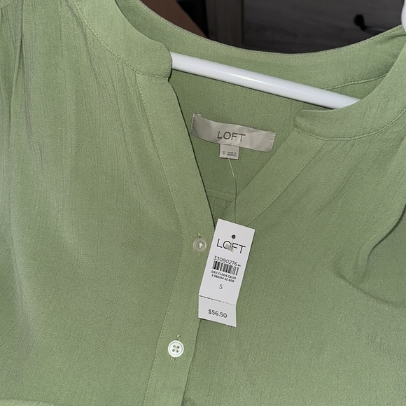 LOFT linen blend cap sleeve button down blouse, NWT - Picture 3 of 6